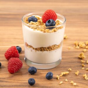 Low Fat Vanila Greek Yogurt Parve with Low Fat Granola